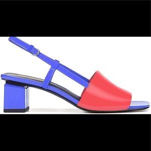 Block Heel Slingback Patent Leather Sandal